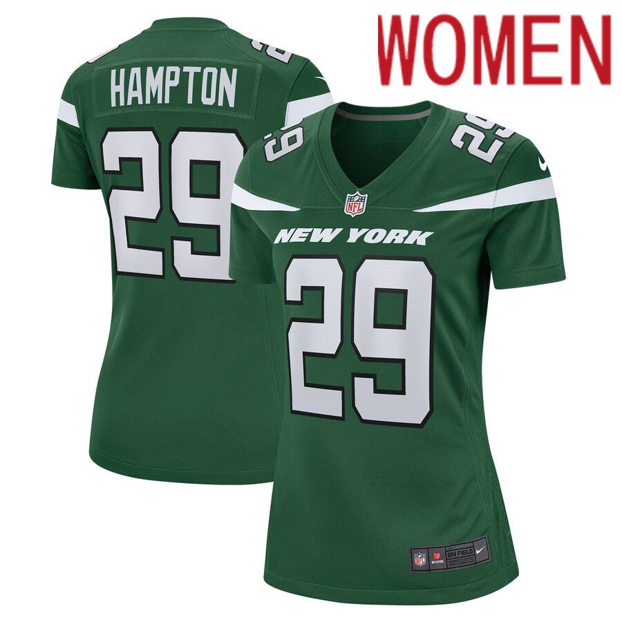 Women New York Jets #29 Saquan Hampton Nike Gotham Green Game NFL Jersey